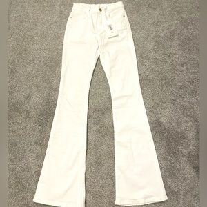 Le Frame High Rise White Flare Denim
